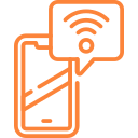 Symbol eines Smartphones mit WLAN-Signal für mobiles Internet und kabellose Kommunikation.